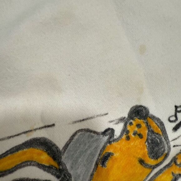 Vintage Lands End White Sweatshirt Graphic Novelty Motorcycle Dog Large - Picture 5 of 7